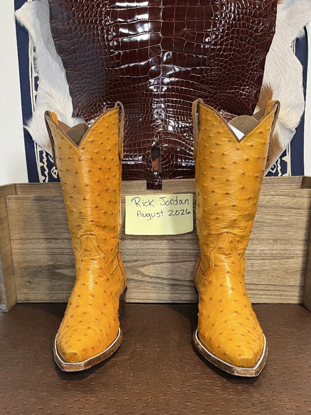 Full Custom Butter Scotch Full Quill Ostrich Cowboy Boots in Men's Size 11D